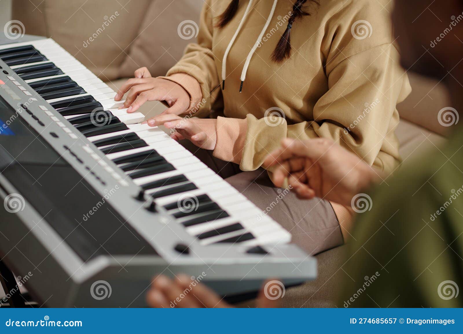 Student Playing Electronic Piano Stock Image Image of child, private