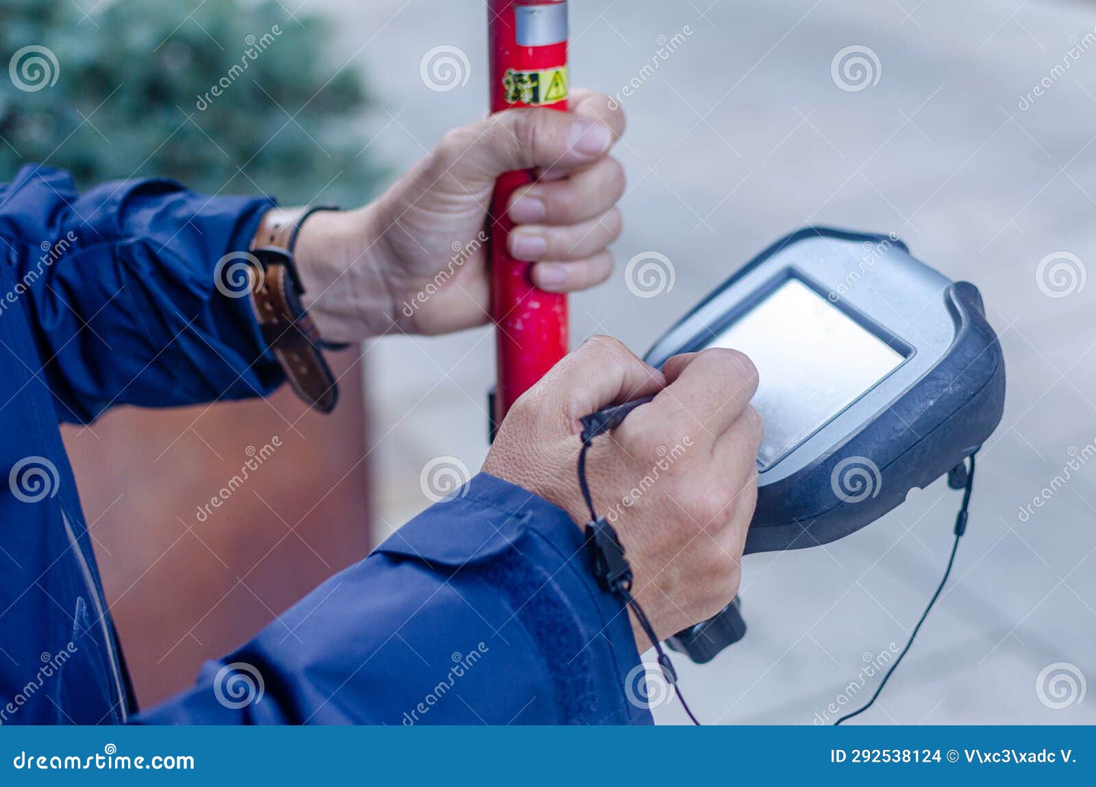 Hands of a Topographer Using Differential GPS Stock Photo Image of