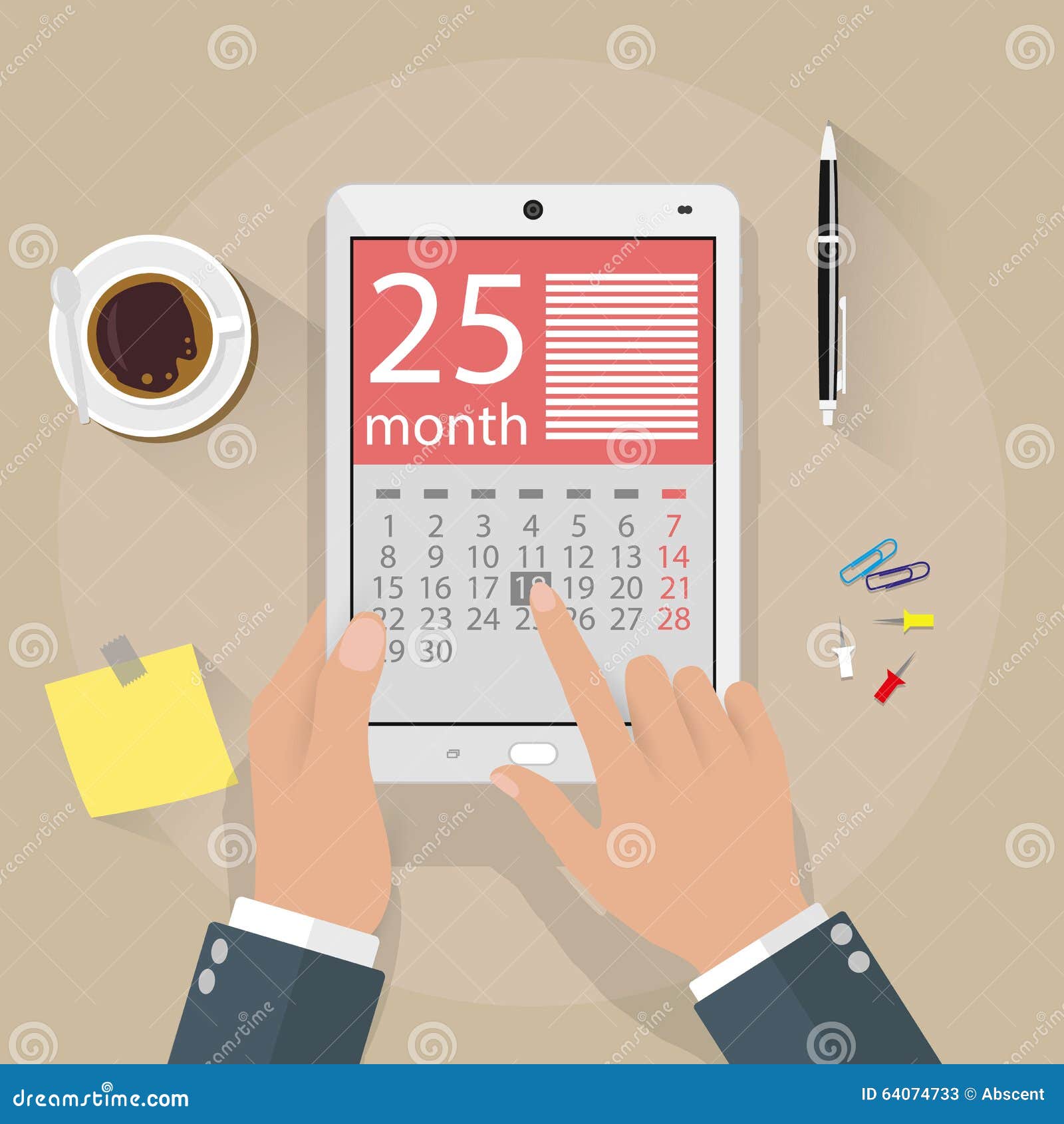 Hands With Tablet Pc Calendar Application Stock Vector Hands With Tablet Pc Calendar Application Stock Vector