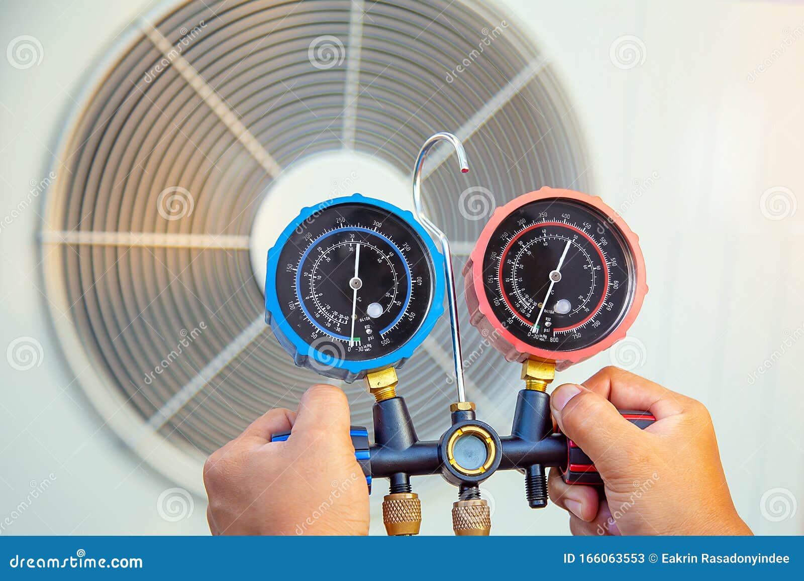 Hands of Technician are Using a Measuring Tool. Stock Image Image of