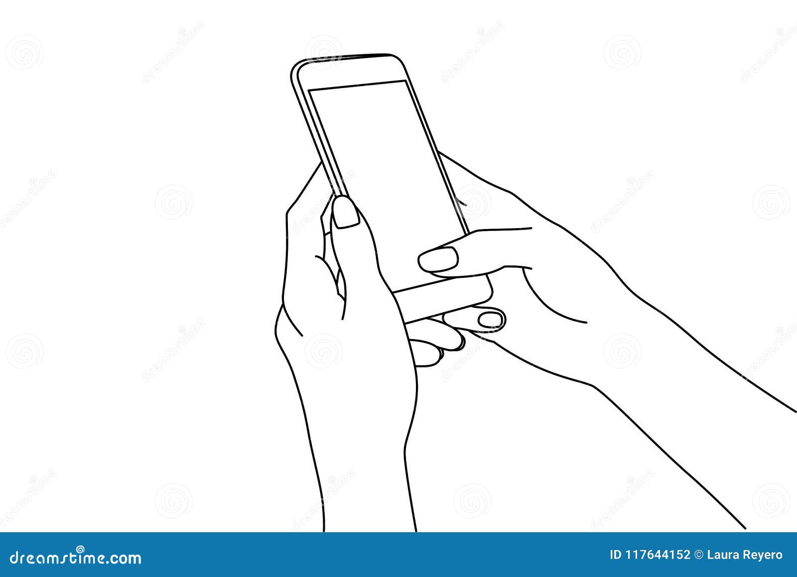 hands texting in a smartphone