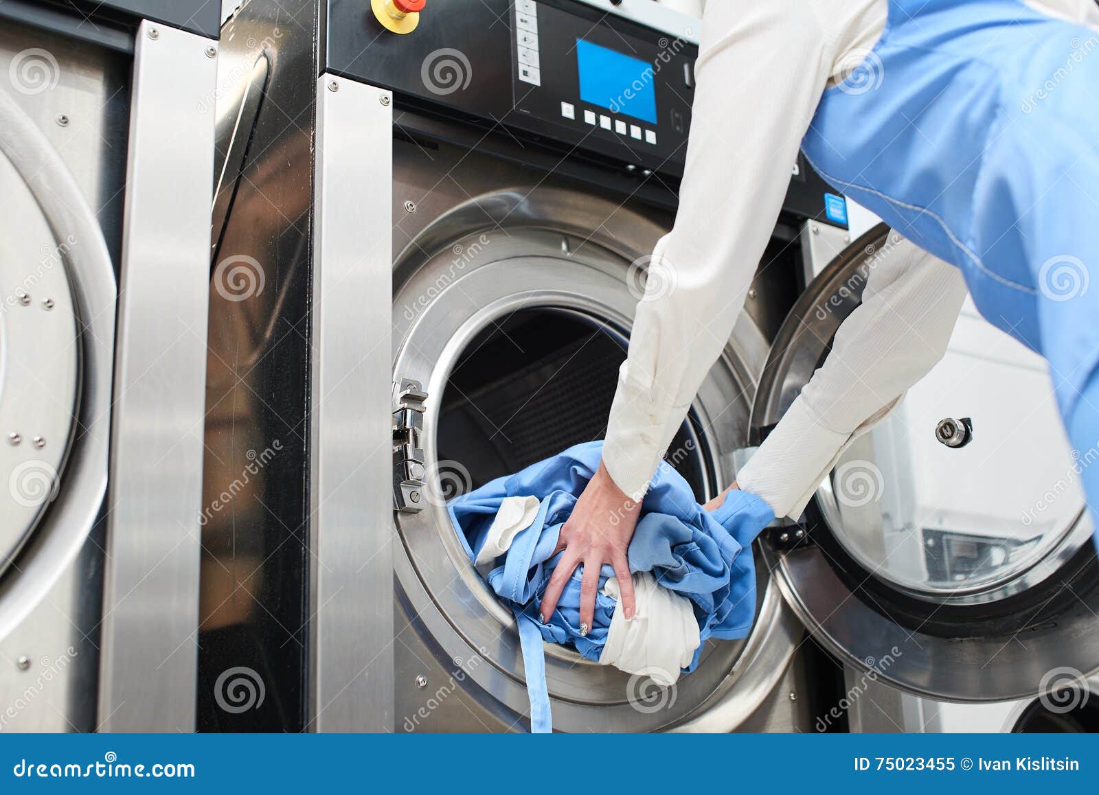 Hands To Load the Laundry in the Washing Machine Stock Image Image of