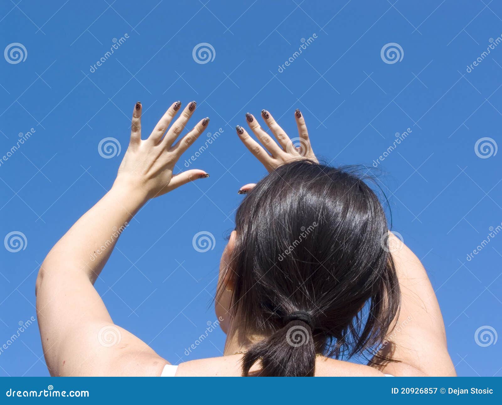 Hands to the sky stock image. Image of bodypart, girls 20926857