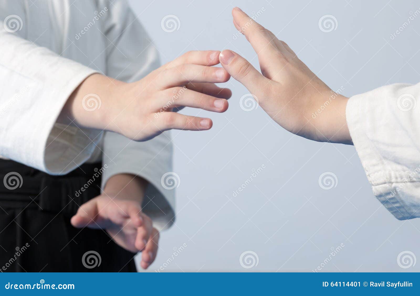 Hands of Two Girls Standing in Stance on Martial Stock Image Image of