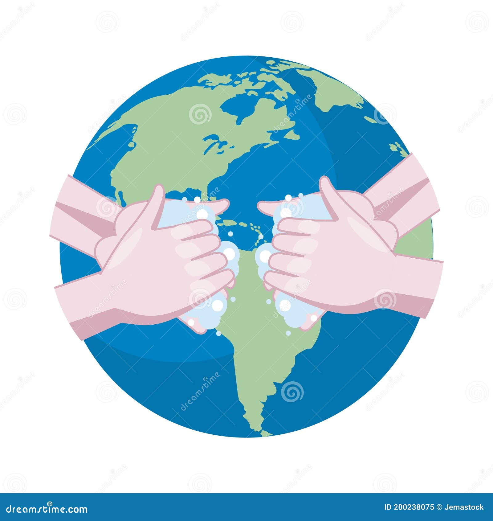 Hands Washing Cleaning with Foam and Earth Stock Vector