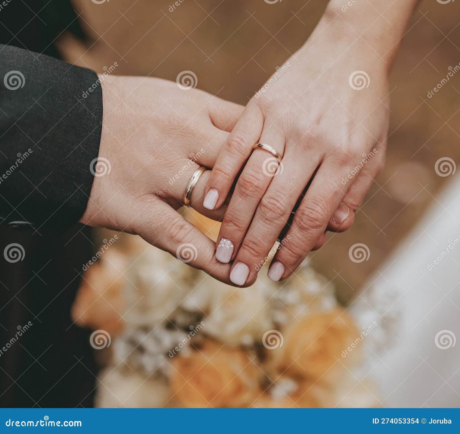 Hands of Wedding Couple with Ring Stock Photo Image of newlywed