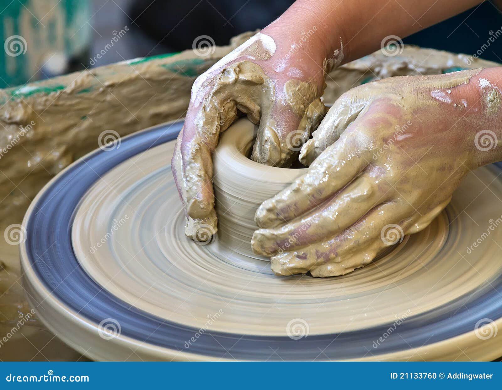 Hands working on pottery stock photo. Image of finger 21133760