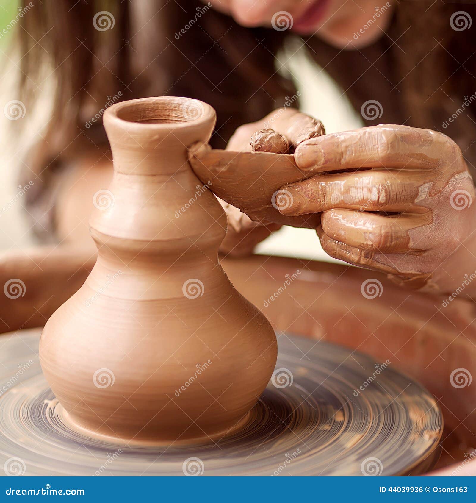 Hands Working on Pottery Wheel Stock Photo Image of culture, form