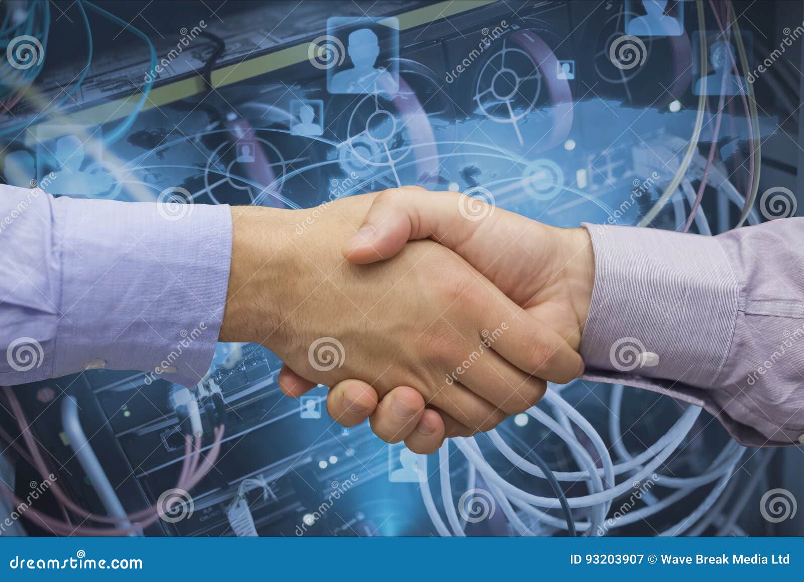 Handshake Against Digital Animation Background Stock Image - Image of