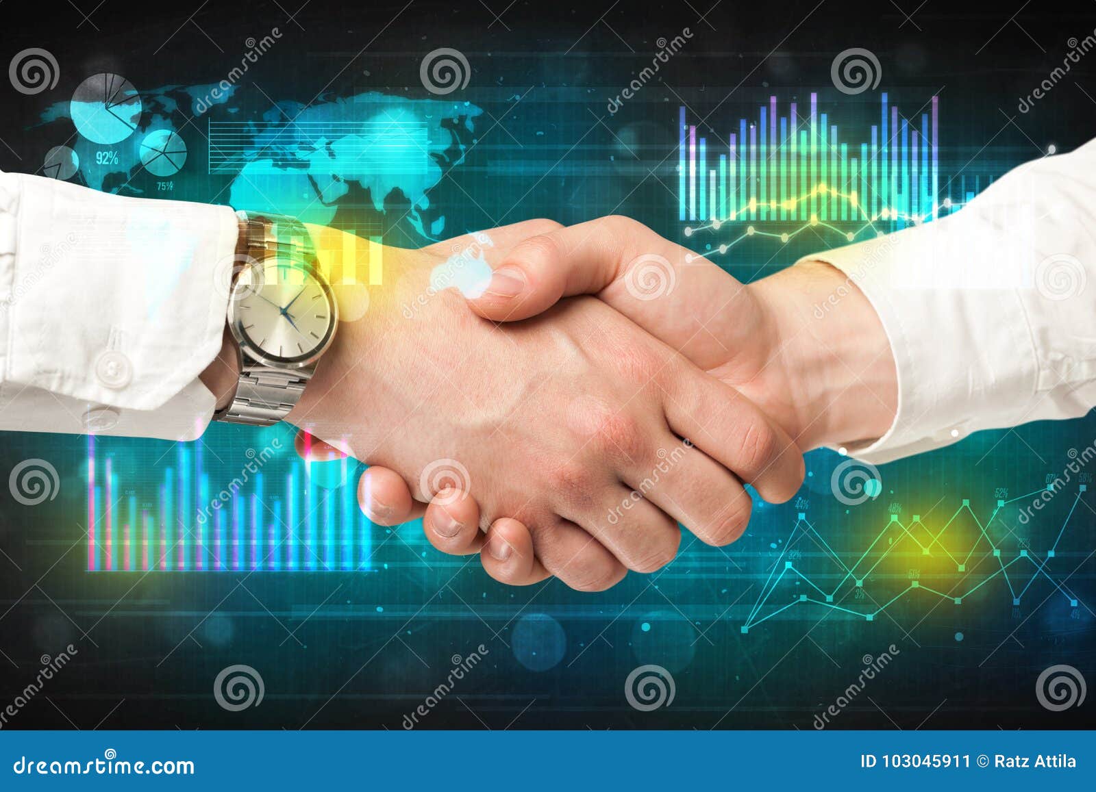 Handshake with diagrams stock image. Image of chart - 103045911