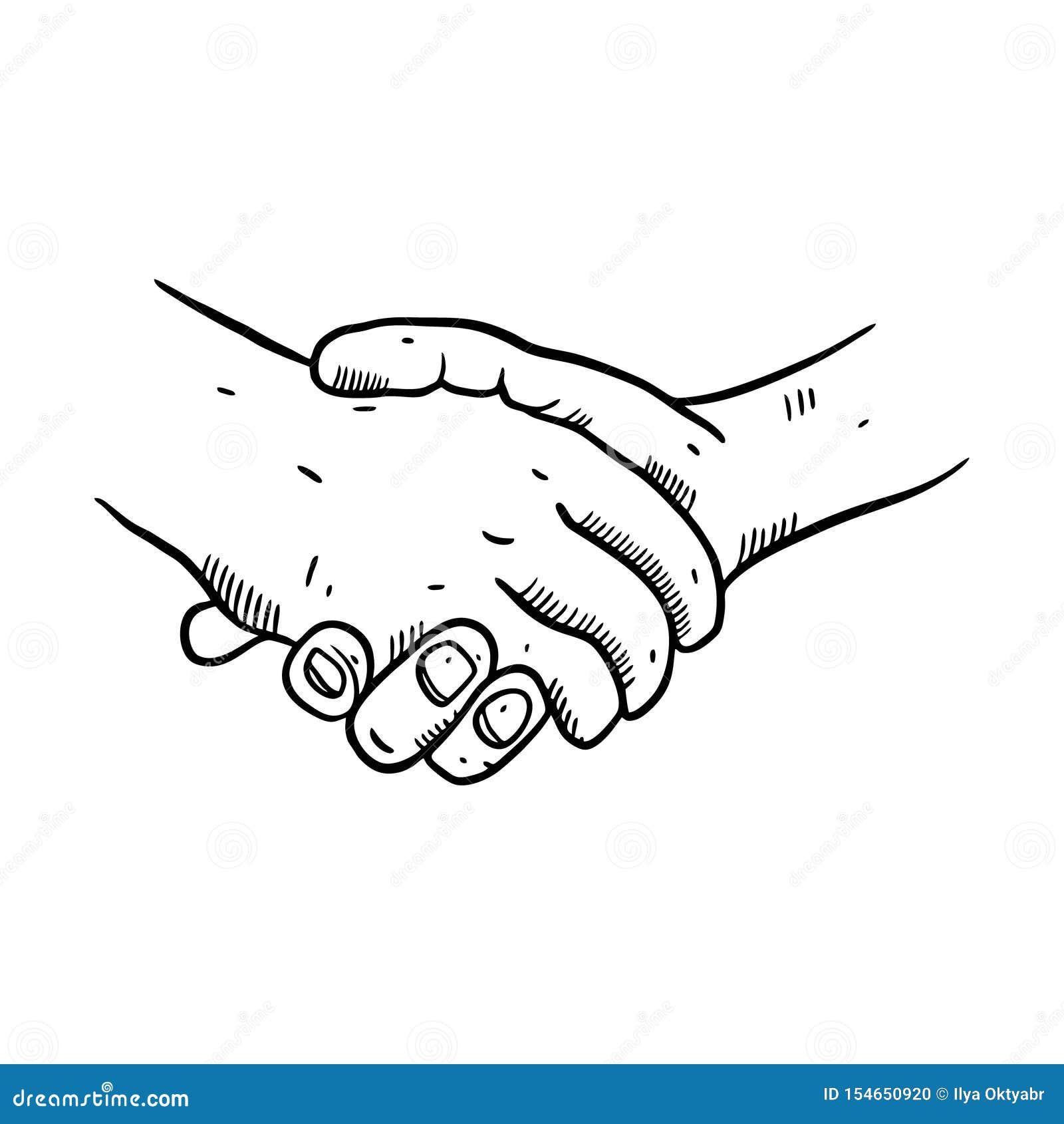 Handshake Hand Drawn Vector Illustration. Engraving Style Stock ...
