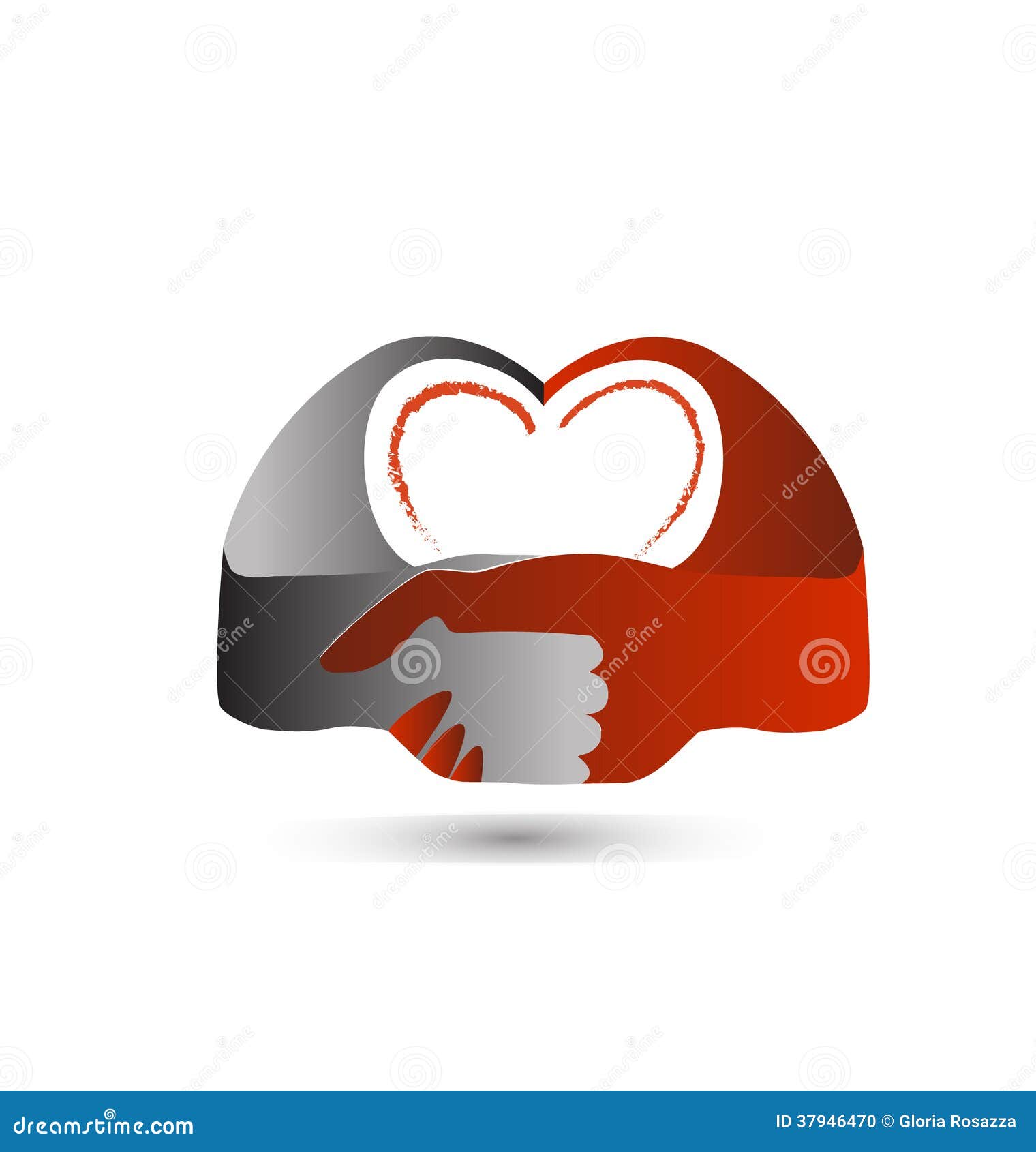 Handshake love heart logo stock illustration. Illustration of branding 37946470