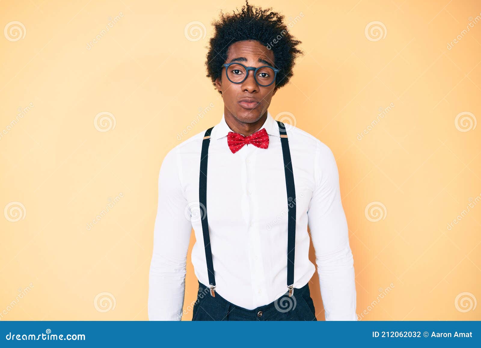 Handsome African American Man with Afro Hair Wearing Hipster Elegant ...