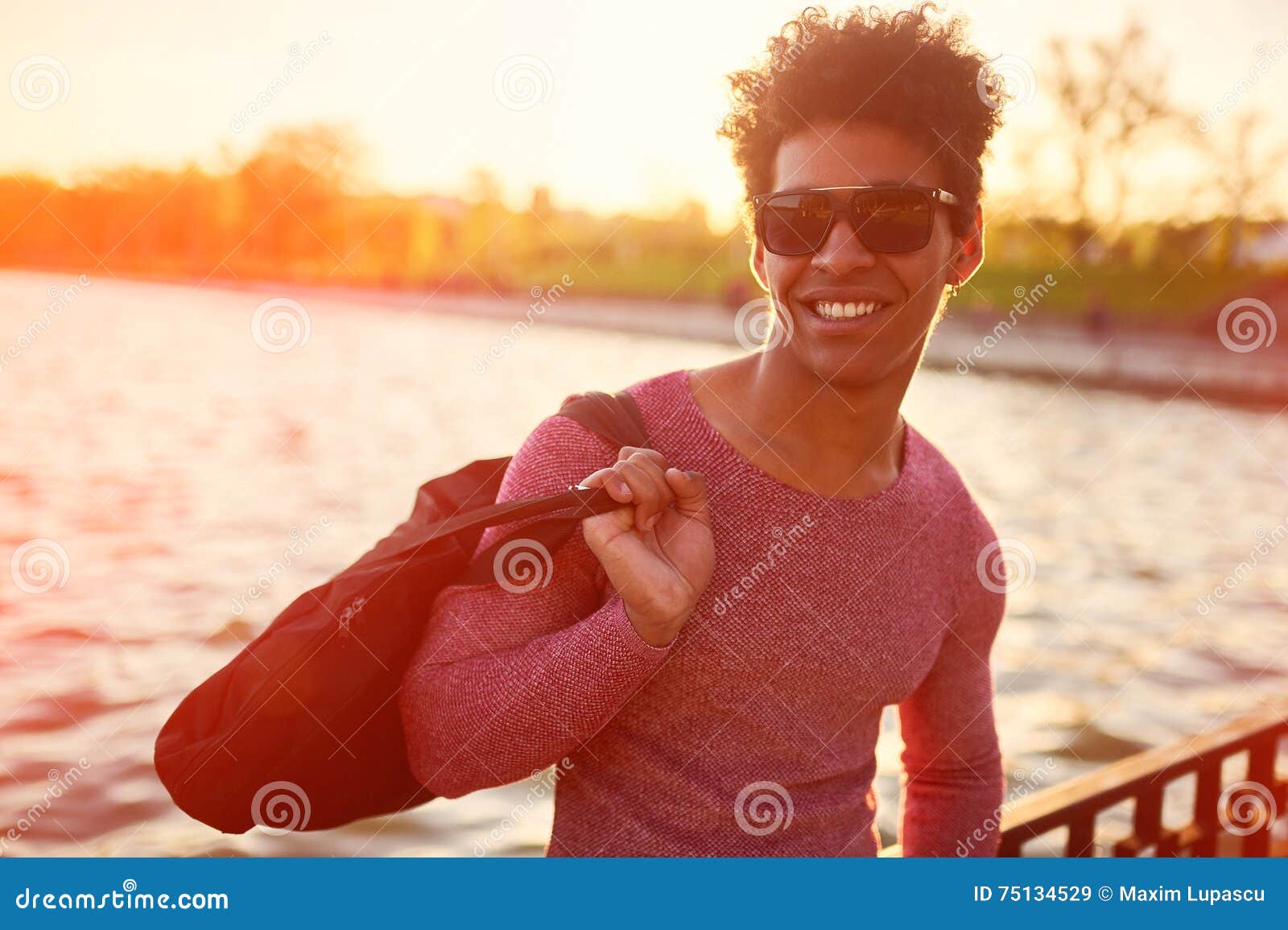 Blue Light on Man Standing by Lake · Free Stock Photo