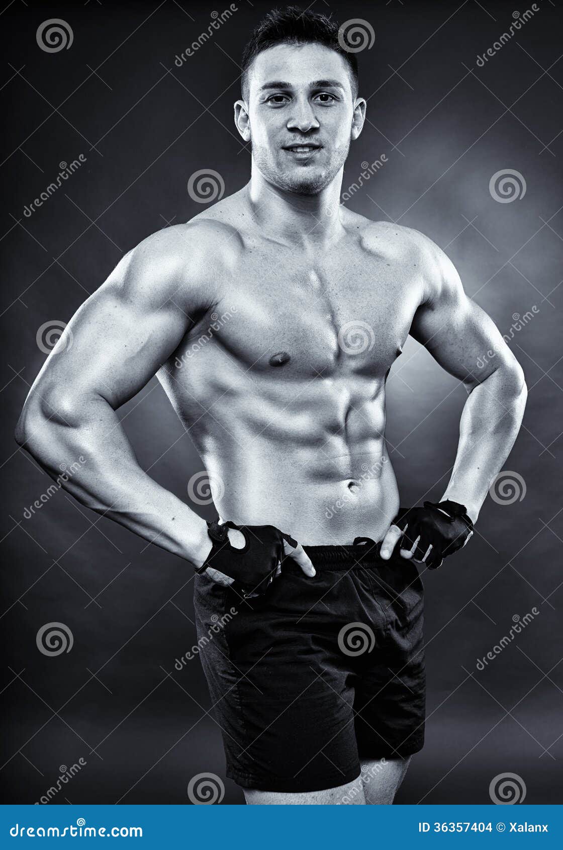 Handsome Athletic Man Standing Akimbo Stock Photo Image of shirtless