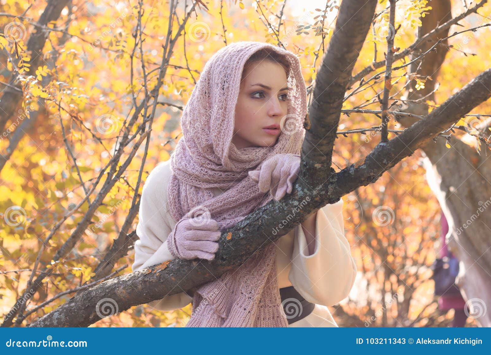 Girl in a Park Wear a Scarf Autumn Stock Image - Image of autumn, happy ...