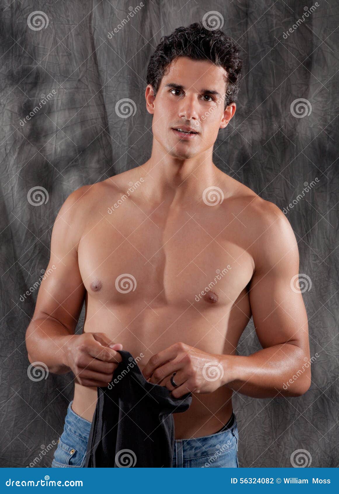 Handsome Bare Chested Man with Shirt Stock Photo Image of person