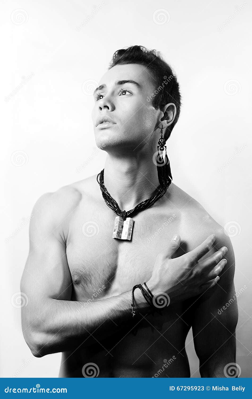 Handsome Bare.chested Young Man Stock Image Image of body, human