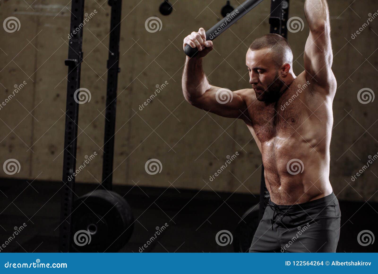 Handsome Beaded Man is Ready To Hit with Hammer Stock Photo Image of