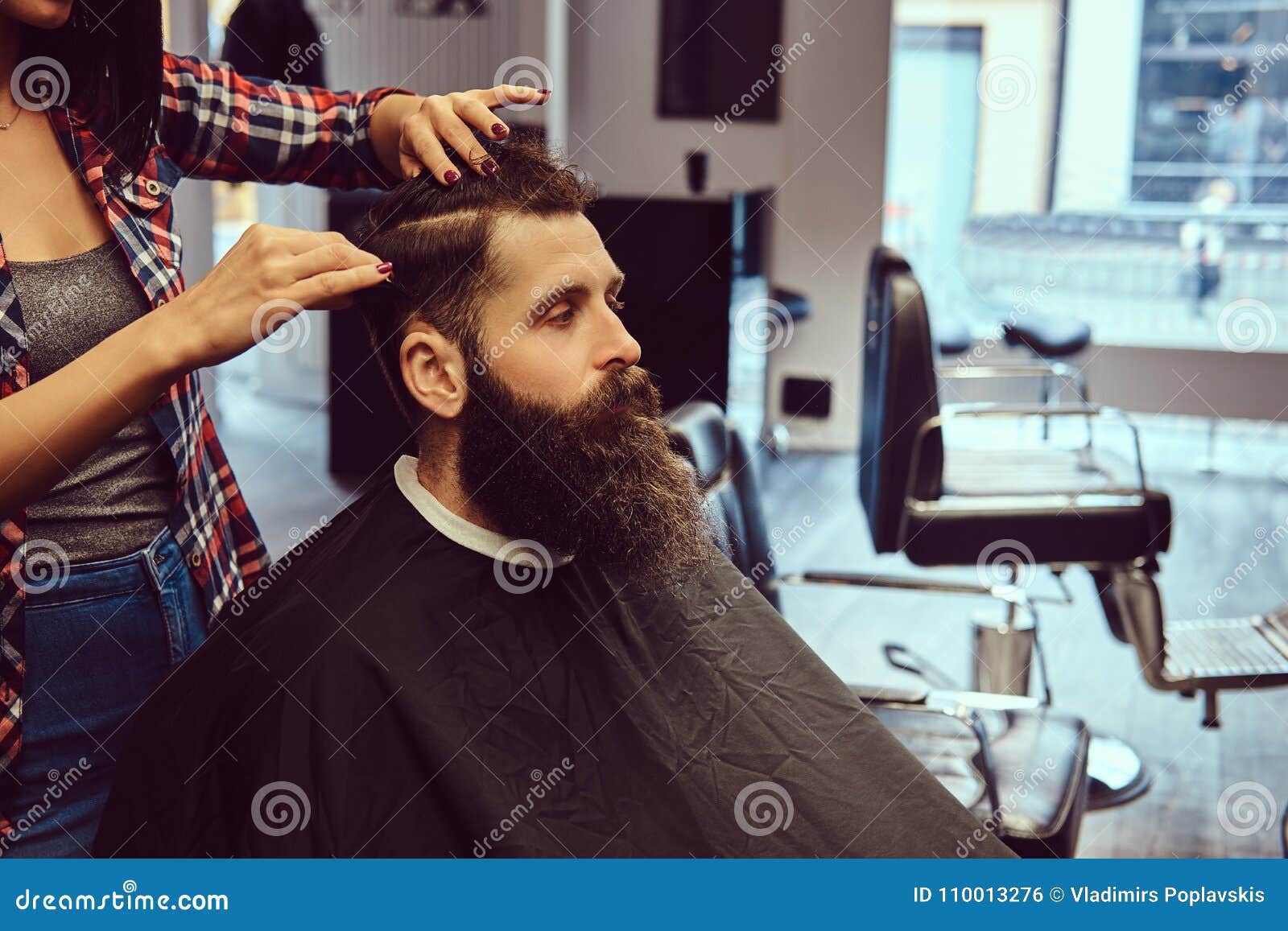 Handsome Bearded Man in the Barbershop. Stock Photo - Image of master ...