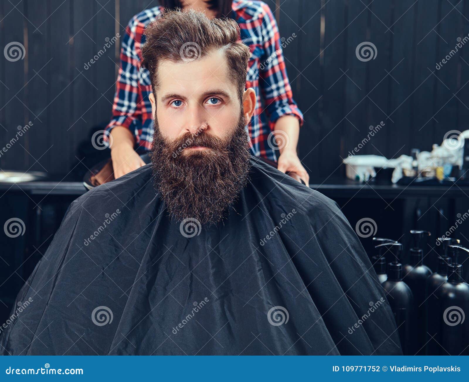Handsome Bearded Man in the Barbershop. Stock Photo - Image of hipster ...