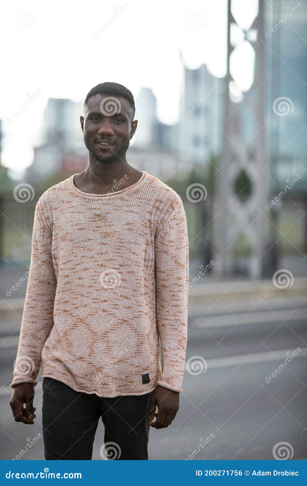 Handsome Black Man in Sweater Outdoor Portrait Stock Photo - Image of ...