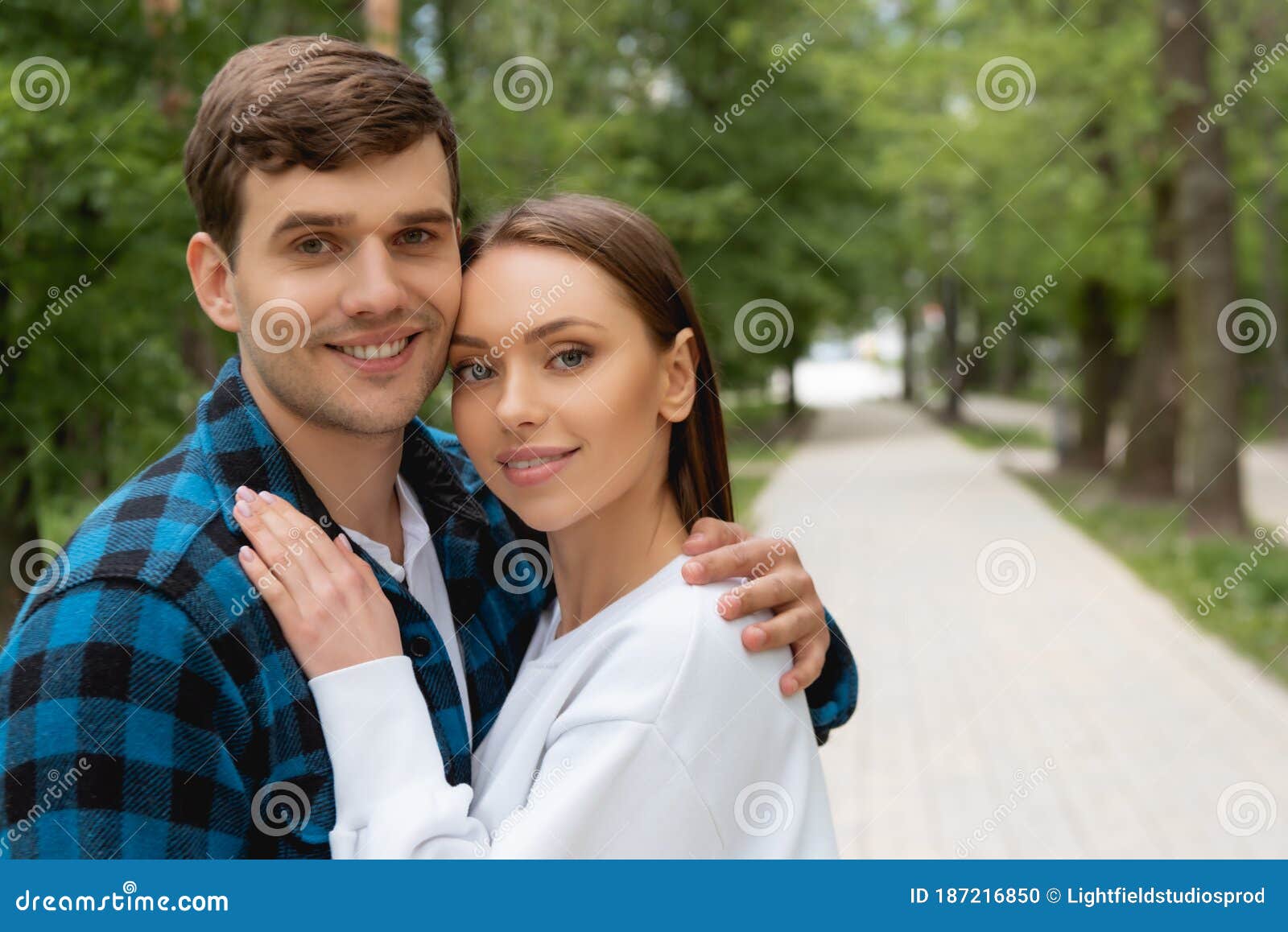 Boyfriend and Pretty Girlfriend Hugging and Stock Photo - Image of ...