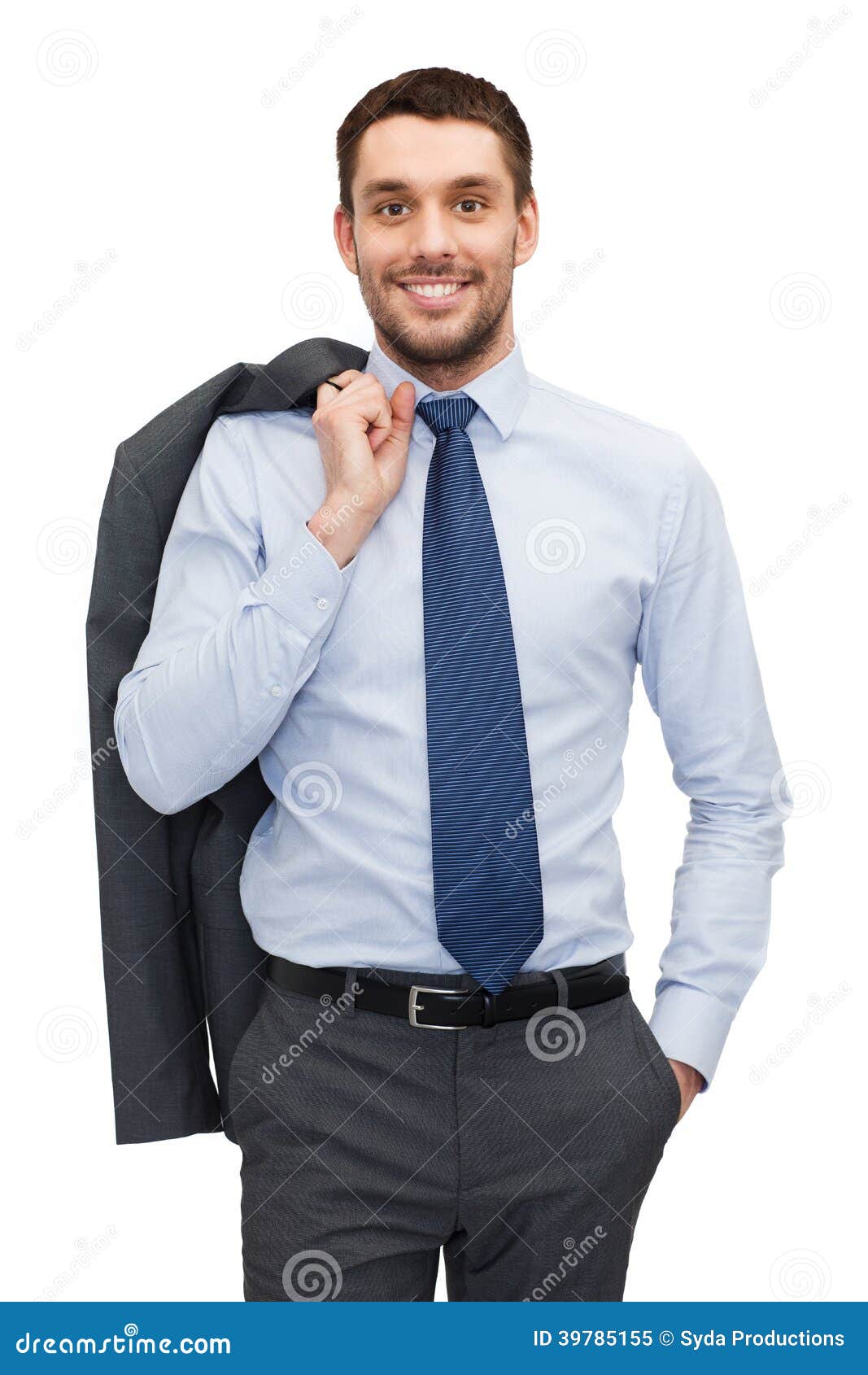 Handsome Buisnessman with Jacket Over Shoulder Stock Image - Image of ...