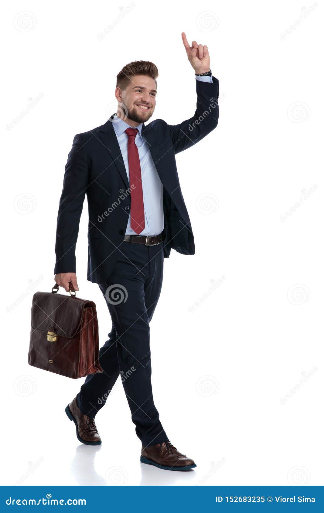Serious Business Man With Briefcase And Walking Stock Image Image