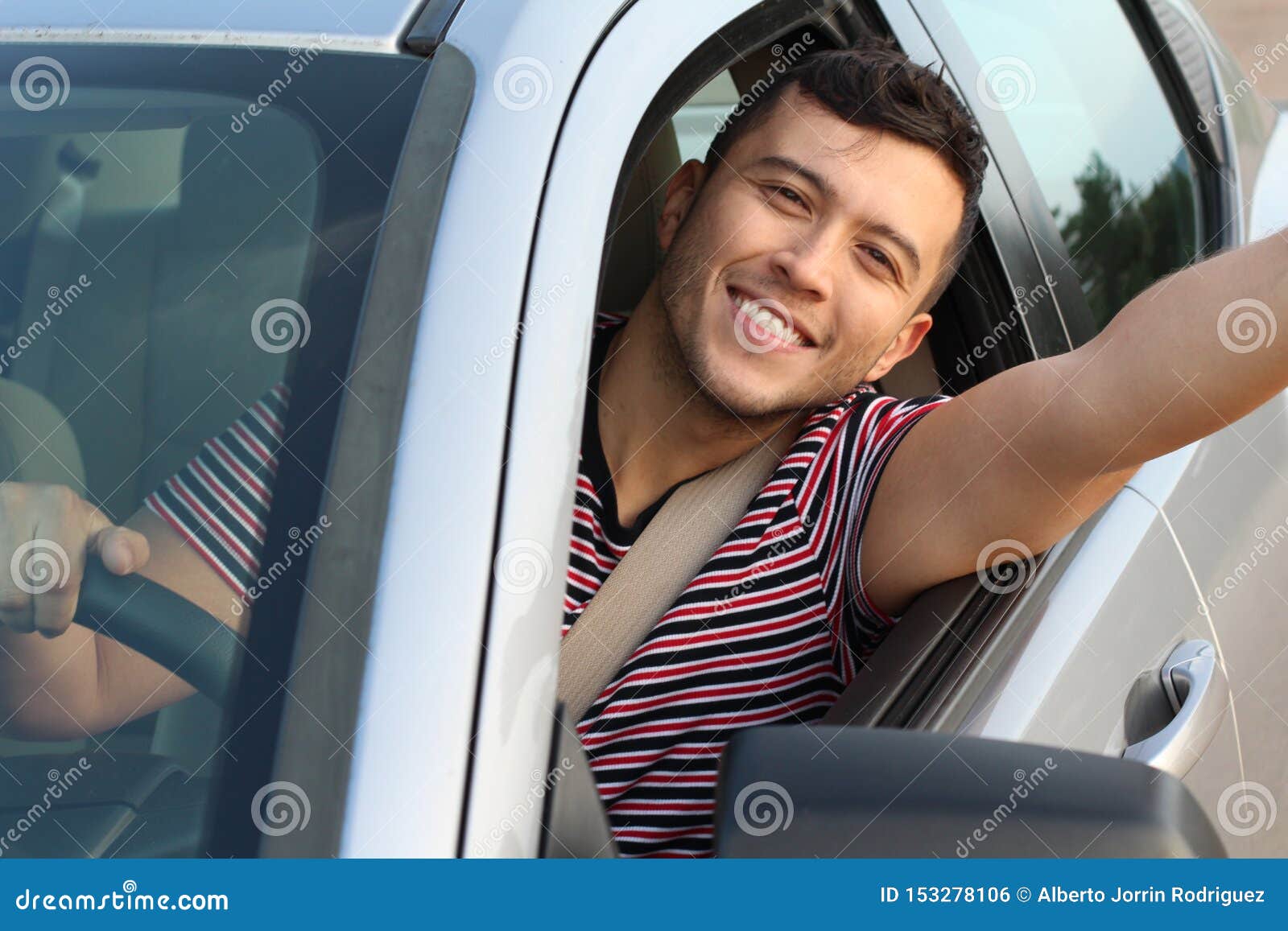 Handsome Car Driver Taking a Selfie Stock Photo Image of masculine