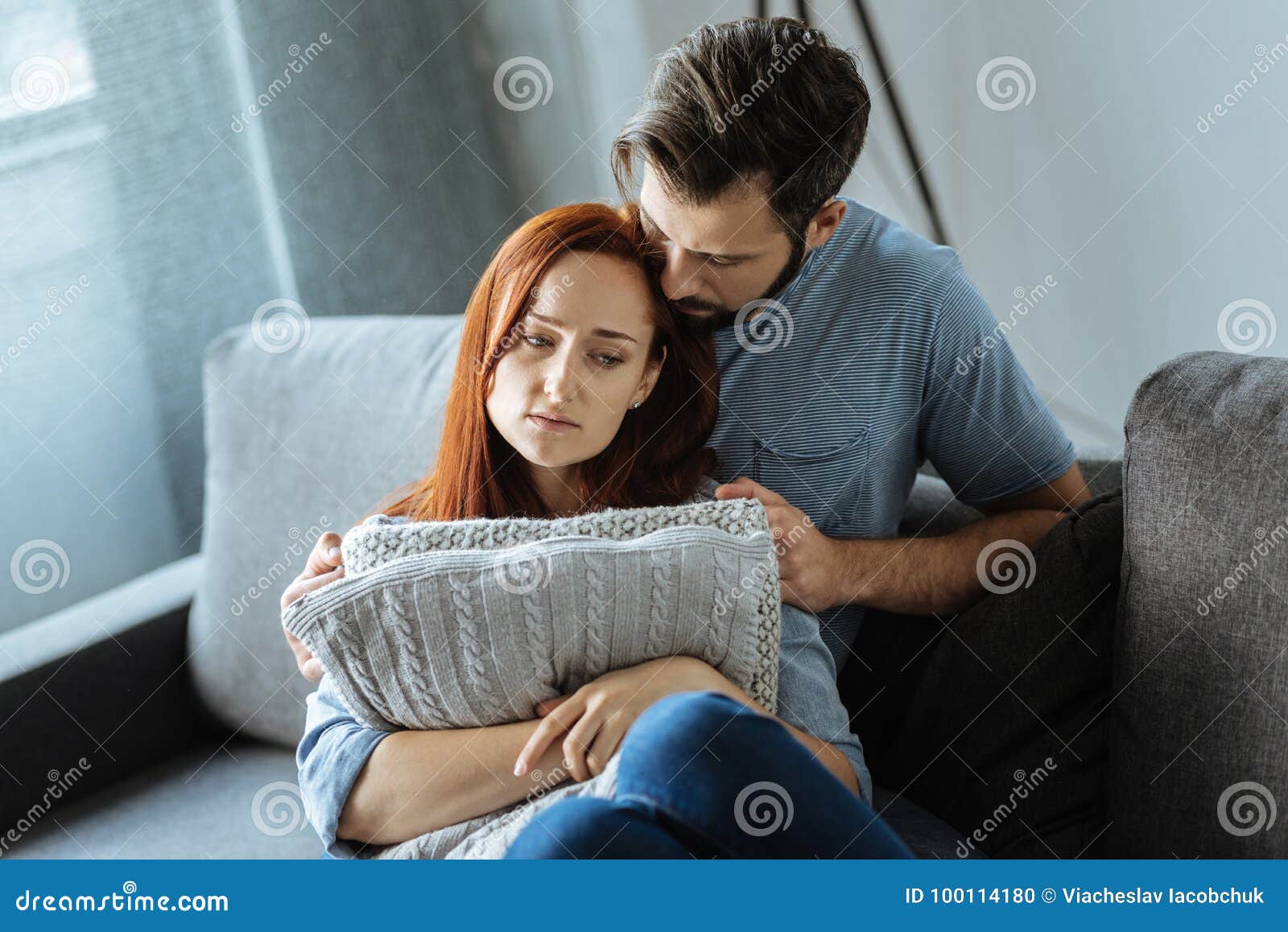 Handsome Caring Man Hugging His Girlfriend Stock Photo - Image of ...