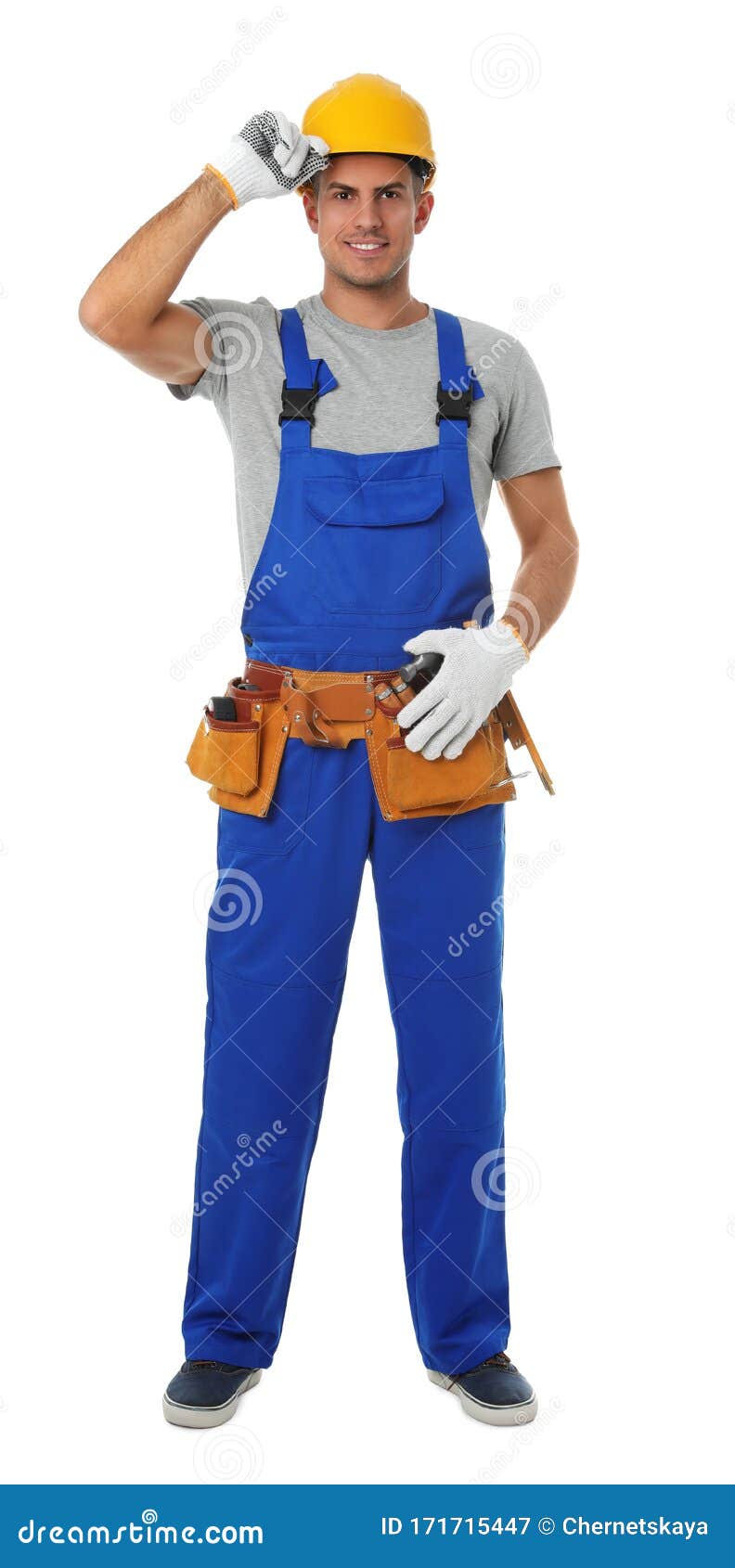 Handsome Carpenter in Hard Hat Isolated Stock Image Image of handsome
