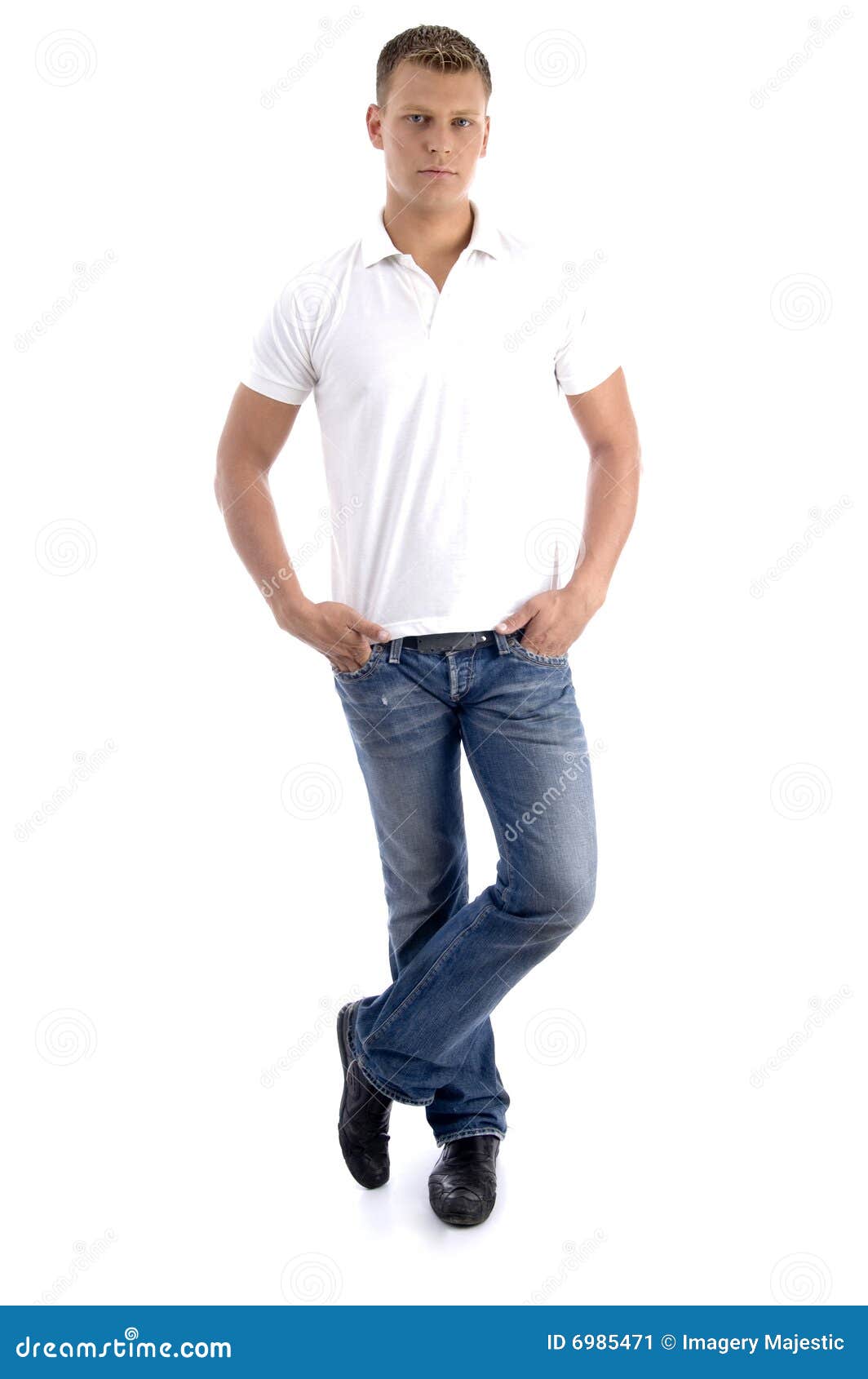 Handsome Caucasian Model Standing Stock Image Image of single young 