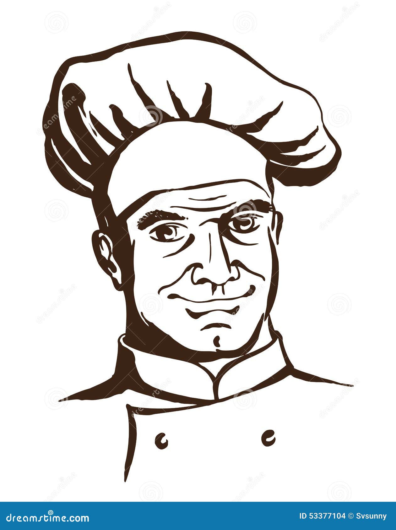 Handsome Chef Wearing Hat and Uniform. Hand Drawing Logo Stock Vector ...