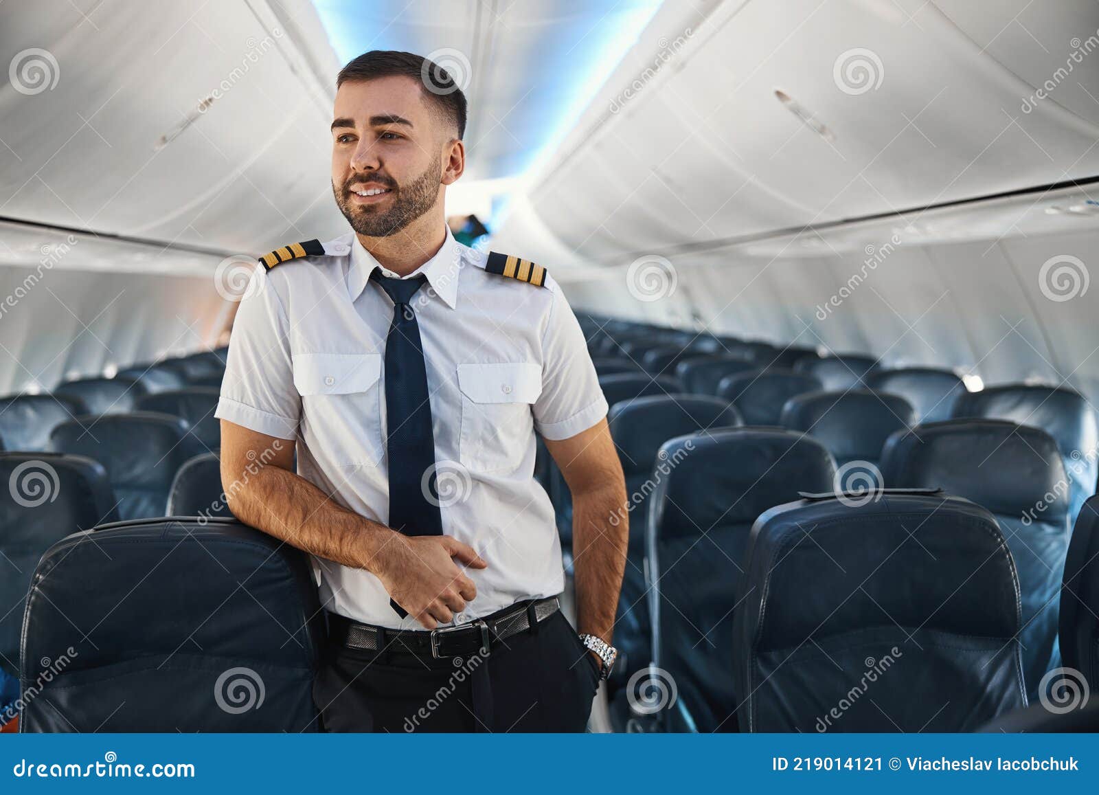 Handsome Contented Pilot Relaxing before the Flight Stock Image - Image ...