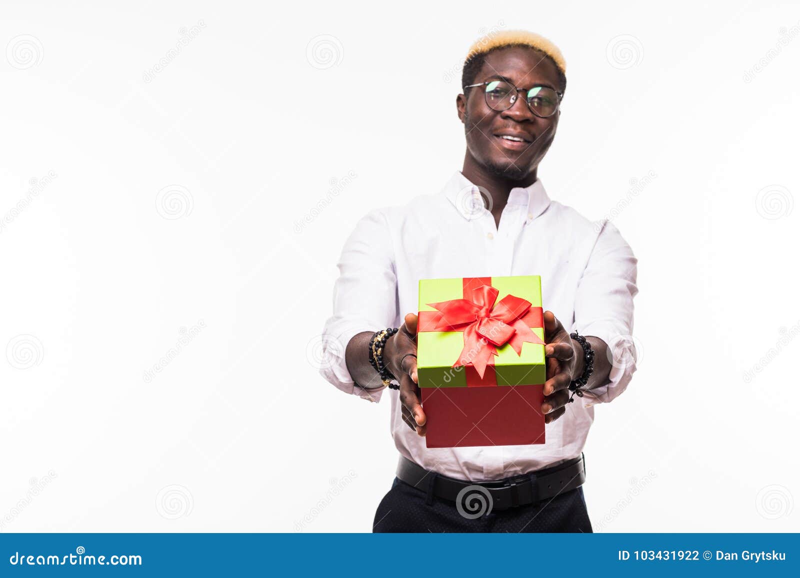 Handsome Cool Black Man with a Gift Pointed on You on White Background ...