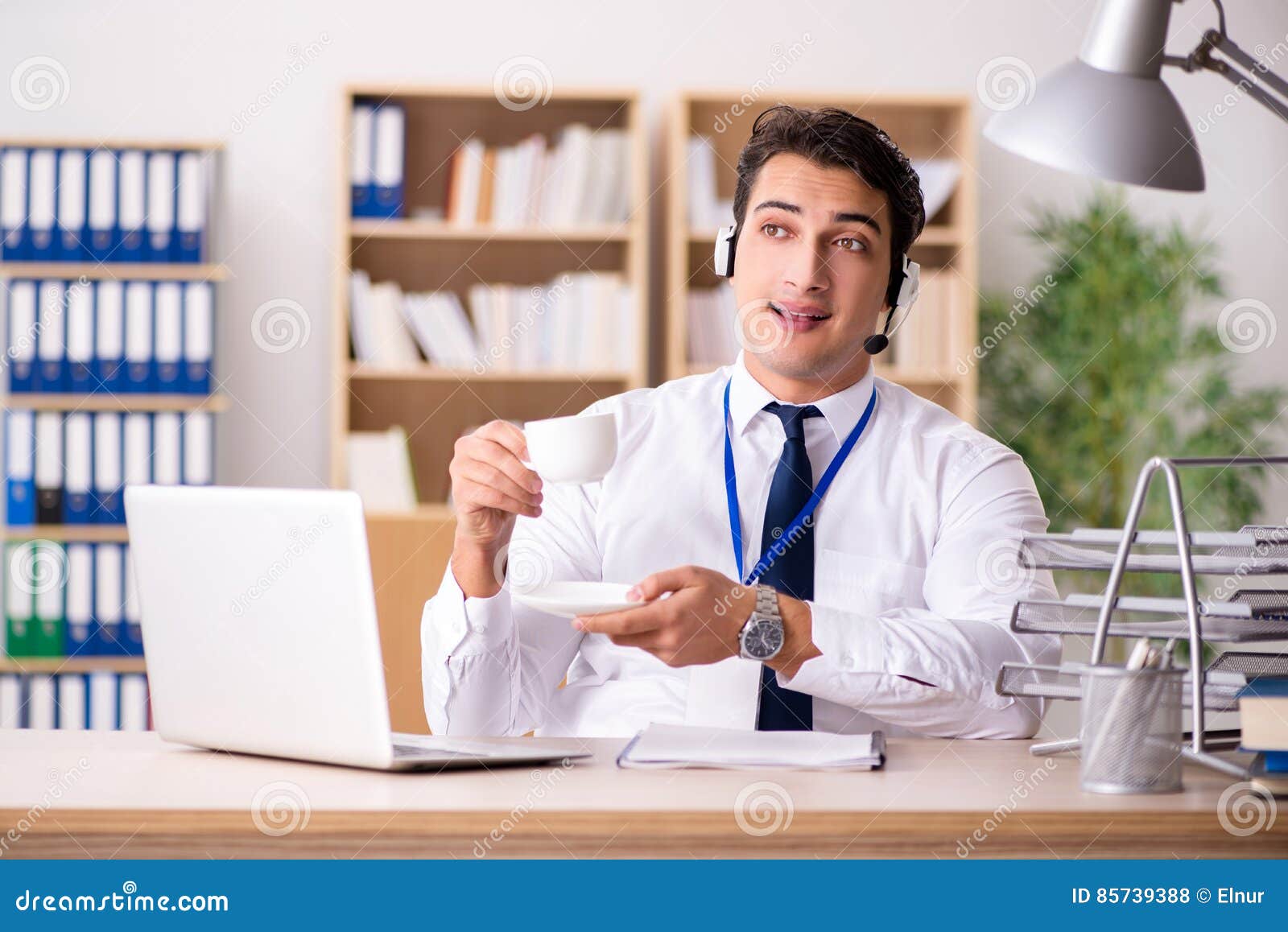 The Handsome Customer Service Clerk with Headset Stock Photo Image of
