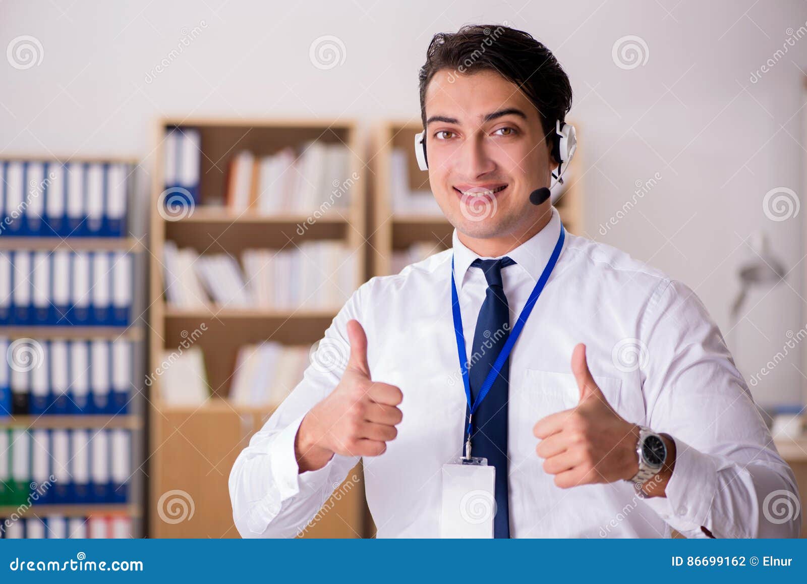 The Handsome Customer Service Clerk with Headset Stock Photo Image of