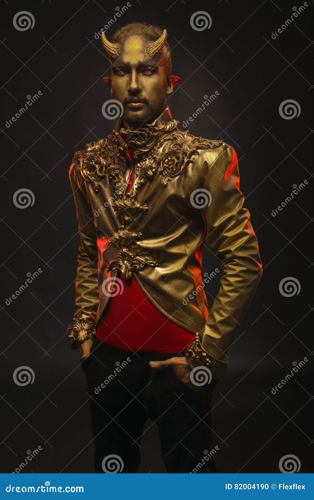 The Devil Is A Handsome Man Handsome Devil Man with Golden Horns Stock Photo - Image of devil