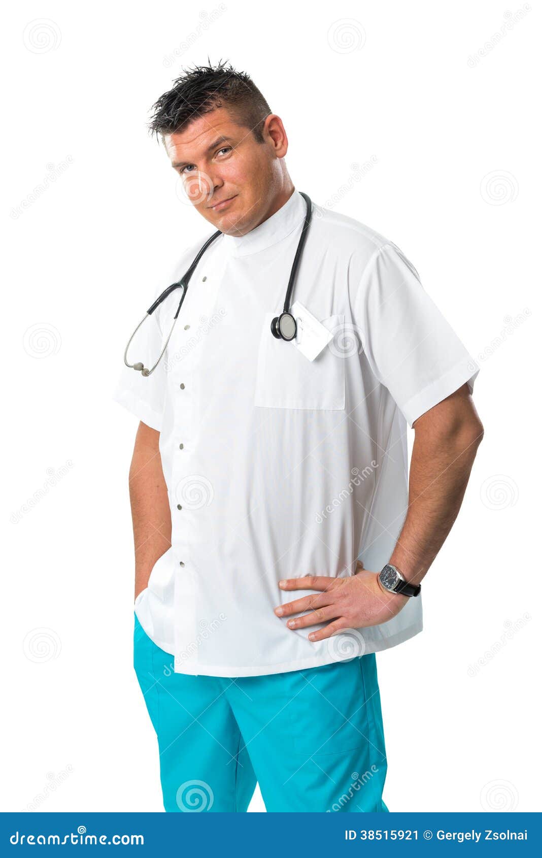 Handsome Doctor in Work Clothing Stock Image Image of good, people