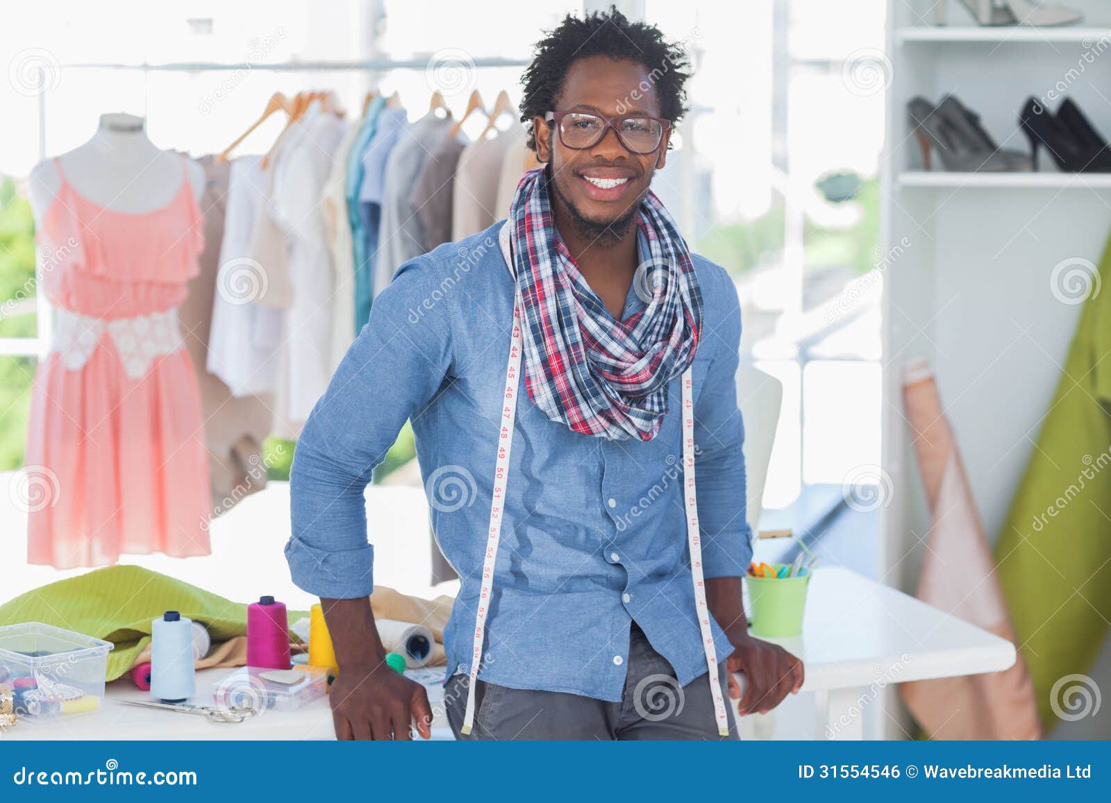 Handsome Fashion Designer Leaning on Desk Stock Photo - Image of casual ...