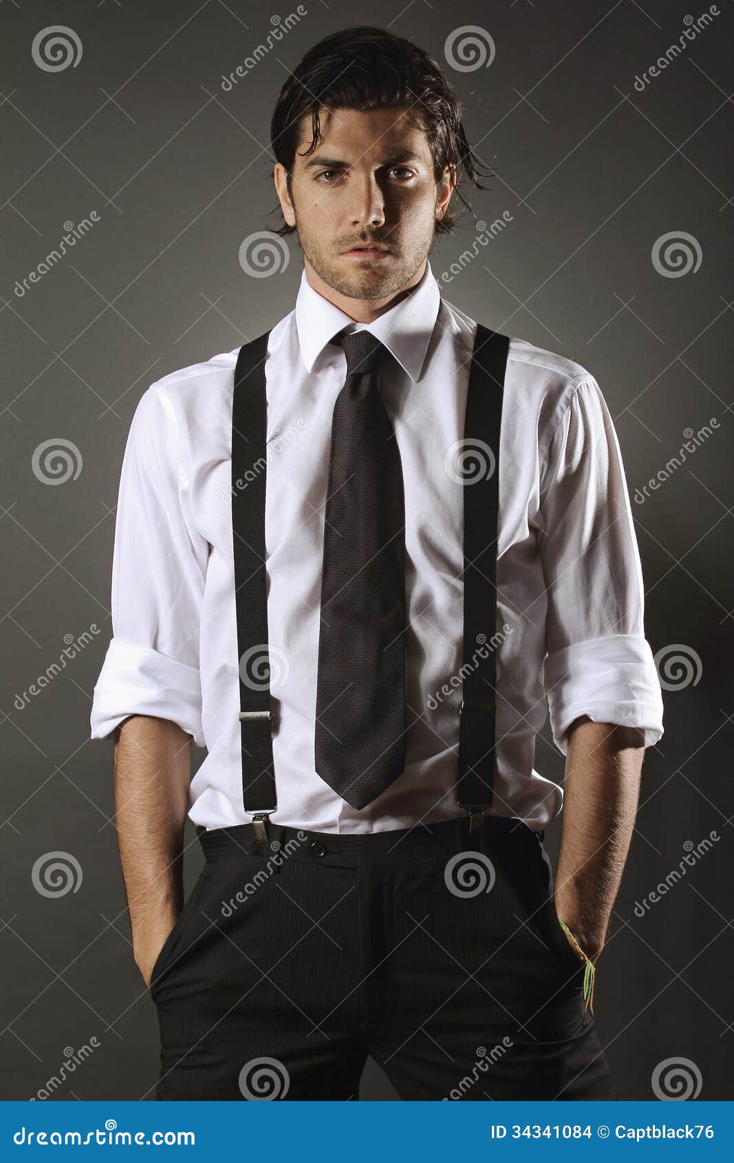Handsome Fashion Model with Black Tie Stock Photo - Image of model ...