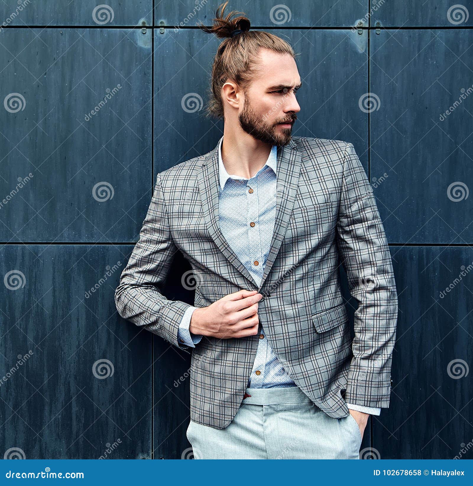 Handsome Fashion Model Man Dressed in Elegant Suit Stock Photo - Image ...
