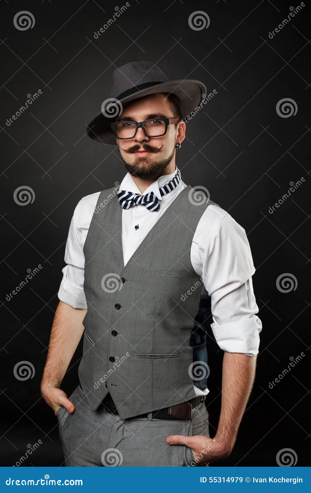 Handsome Guy with Beard and Mustache in Suit Stock Image - Image of ...