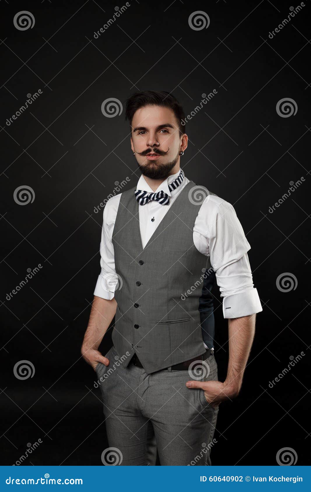 Handsome Guy With Beard And Mustache In Suit Stock Photo - Image of ...