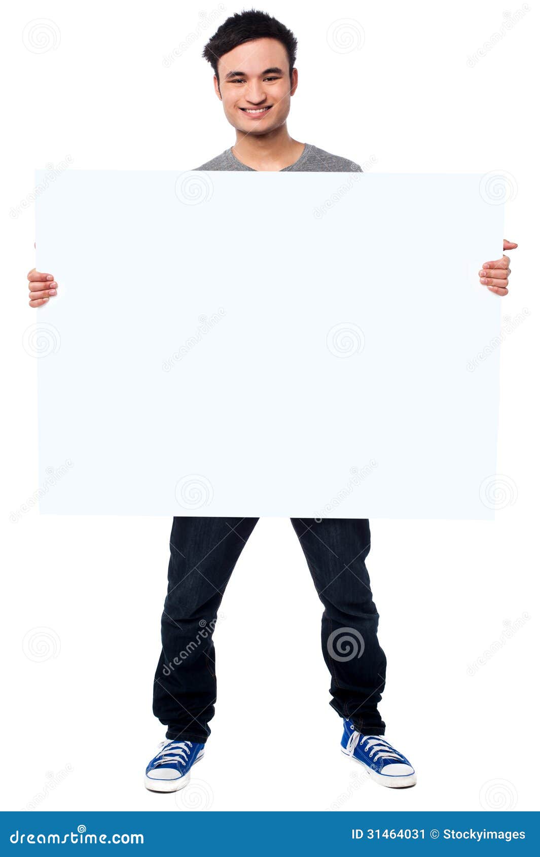 Handsome Guy Holding Blank Ad Board Stock Image - Image of male ...