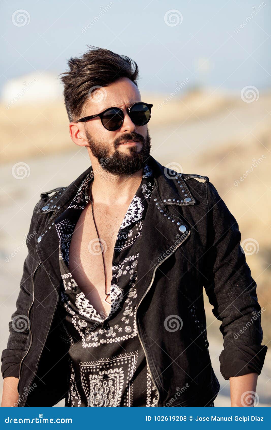 Handsome Guy with Leather Jacket Stock Photo Image of looking, modern