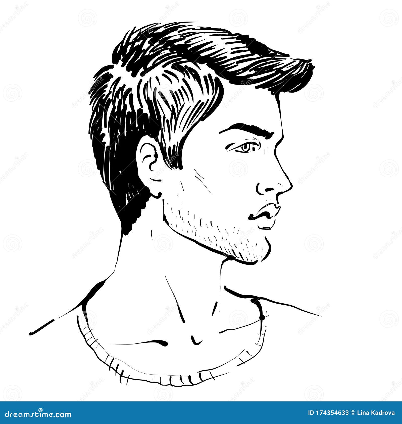 Handsome Guy Portrait with Stylish Hair Style. Vector Illustration for  Greeting Card or Poster. Fashion and Style. Stock Vector - Illustration of  outline, light: 174354633