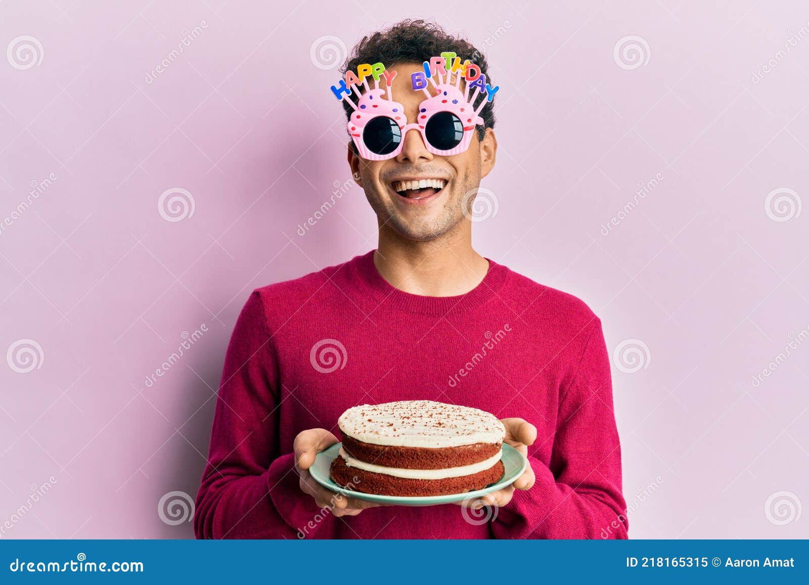 Handsome Hispanic Man Wearing Funny Happy Birthday Glasses Holding Cake Winking Looking at the Camera with Expression, Stock Image - Image of camera, perfect: 218165315 Handsome Hispanic Man Wearing Funny Happy Birthday Glasses Holding Cake Winking Looking at the Camera with Expression, Stock Image - Image of camera, perfect: 218165315