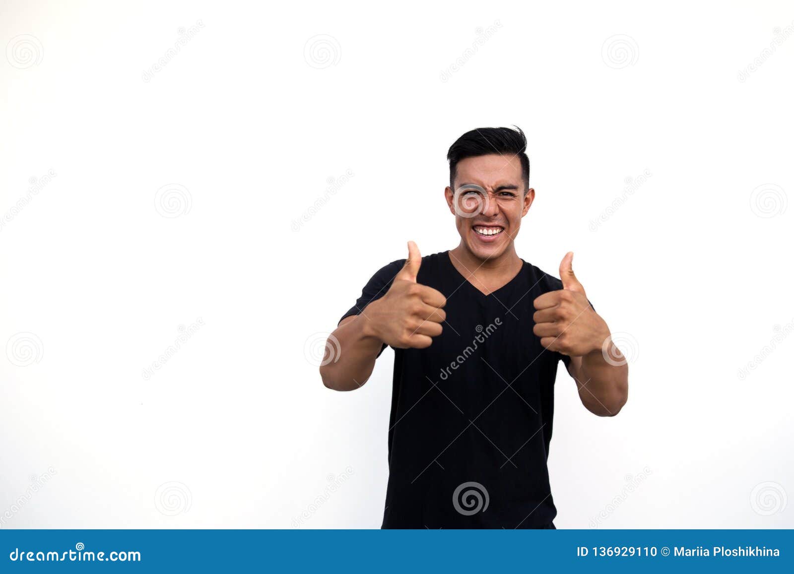 Handsome Latin Hispanic Man Showing Cool Gesture With Thumb Up. Stock ...